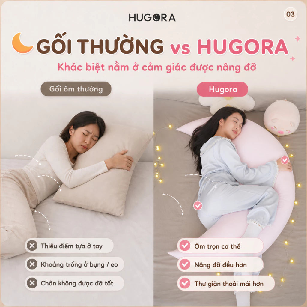 Gối Ôm Mặt Trăng Hugora™ – Nâng Đỡ Toàn Thân, Êm Ái Khi Ngủ