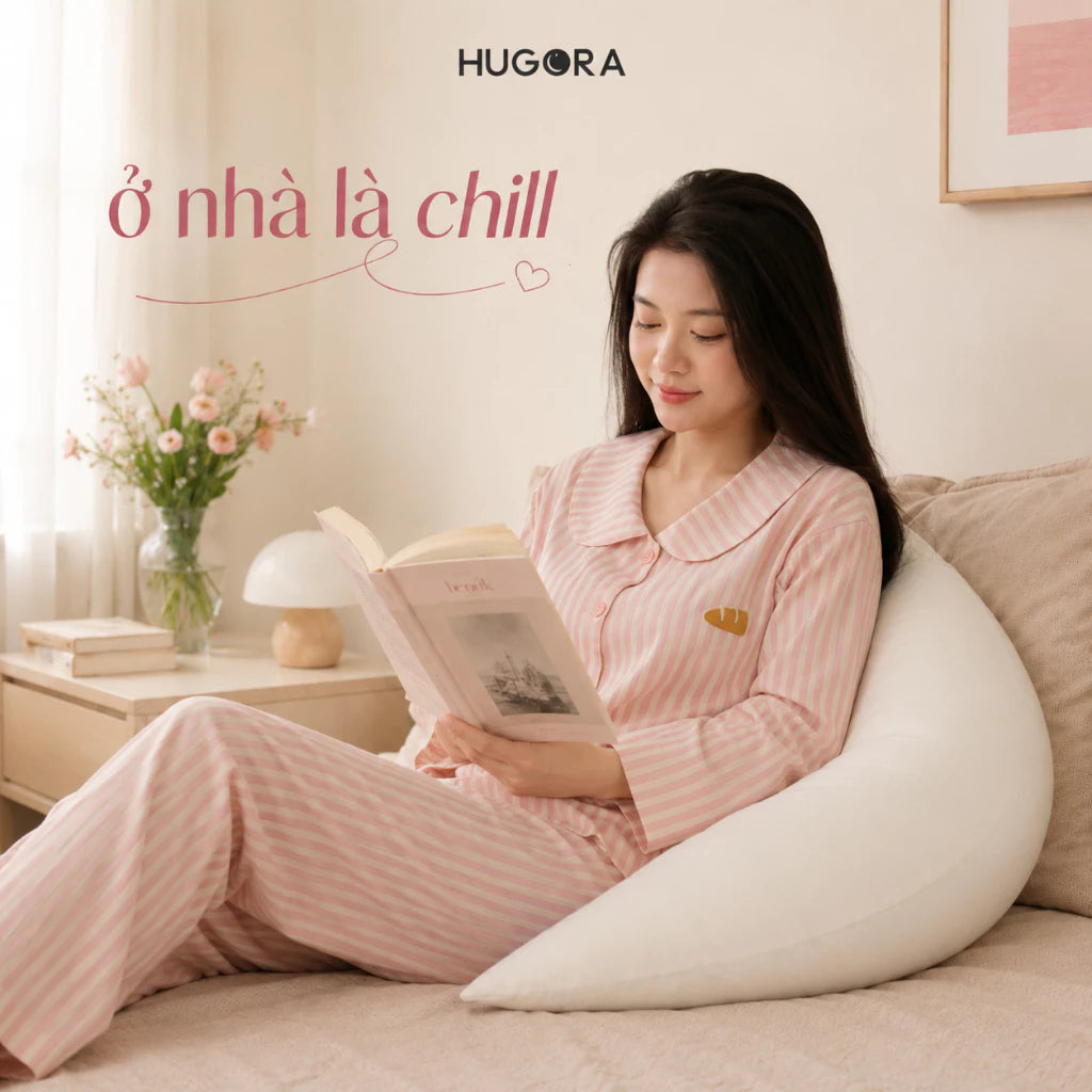 Gối Ôm Mặt Trăng Hugora™ – Nâng Đỡ Toàn Thân, Êm Ái Khi Ngủ