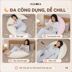 Gối Ôm Mặt Trăng Hugora™ – Nâng Đỡ Toàn Thân, Êm Ái Khi Ngủ